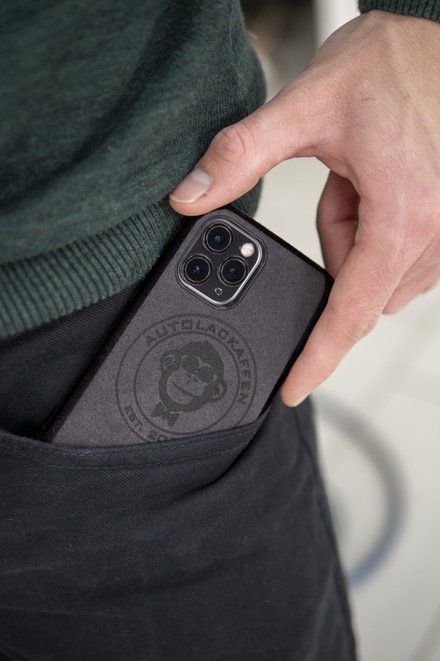 Autolackaffen Alcantara Smartphone Cover Handyschutzhülle anthrazit - für viele Modelle lieferbar