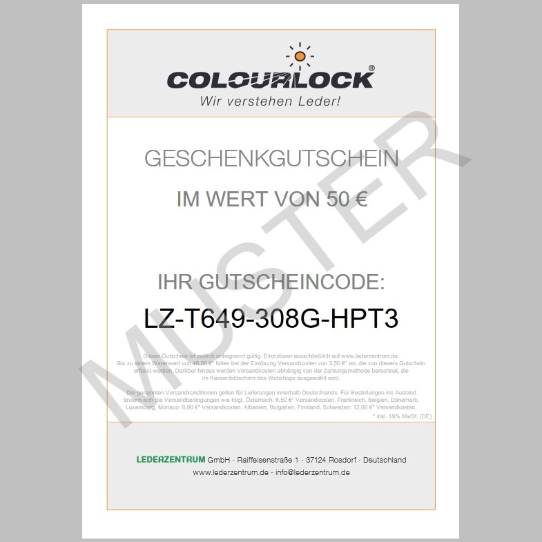 COLOURLOCK® Geschenkgutschein, 50 Euro